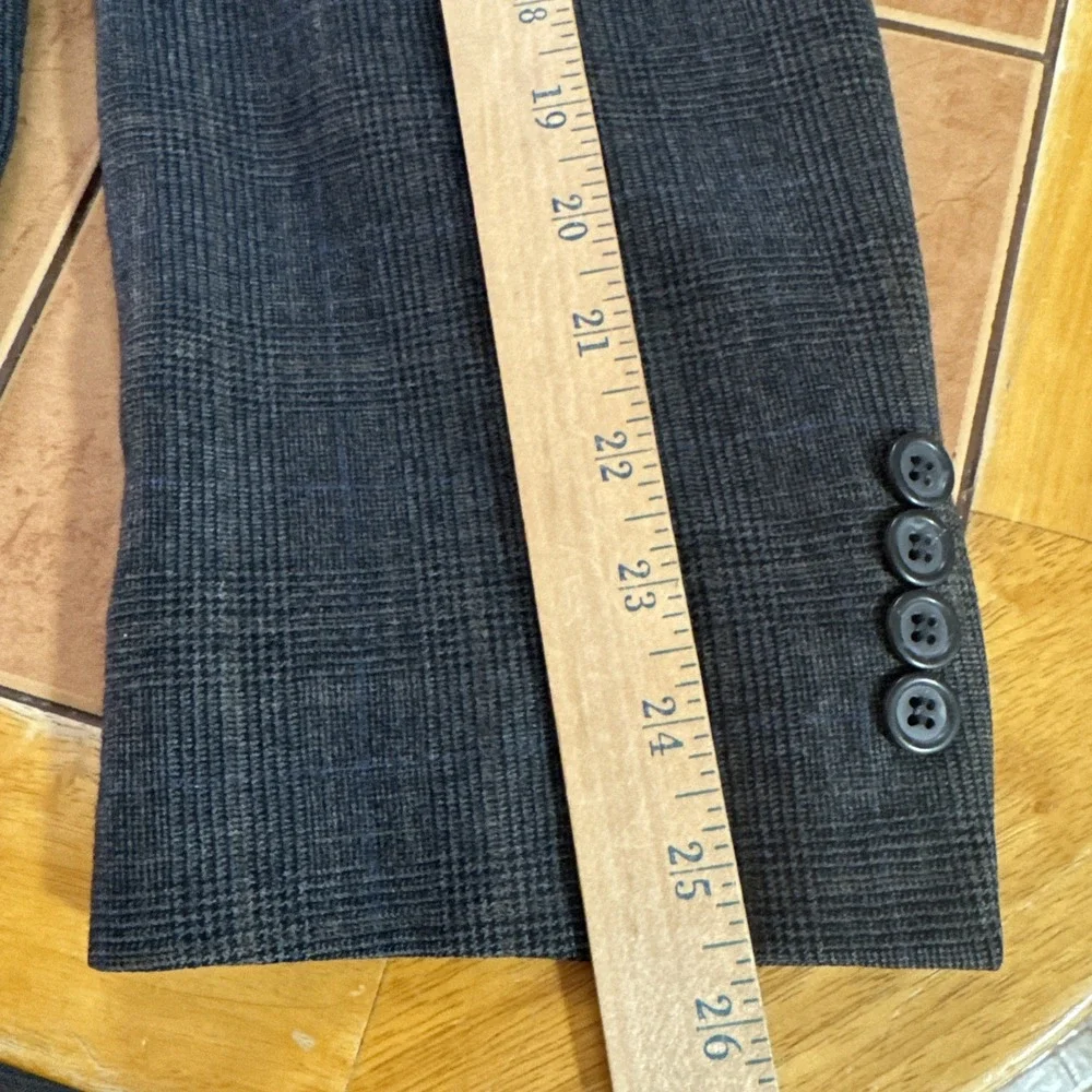 Jos‎ A Bank Sz 44L Suit Jacket Pants 38 x 30 2Pc Gray Blue Glen Plaid 100% Wool